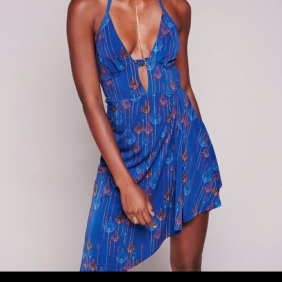 Free People Dresses & Skirts - Free People Blue Combo Tropical Daydream Feather H
